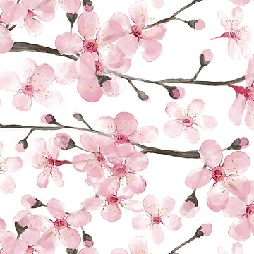 Artwork thumbnail, Cherry Blossom watercolor fashion and home decor by Magenta Rose Designs by MagentaRose