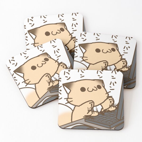 Item preview, Cute cat tapping away on computer designed and sold by Merch-For-All.