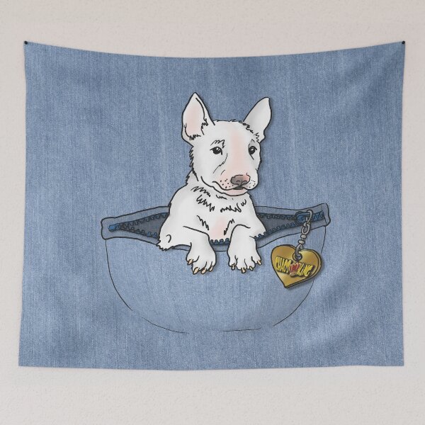 Item preview, Chaosking Bull Terrier puppy in jeans pocket designed and sold by chaosking-bulli.