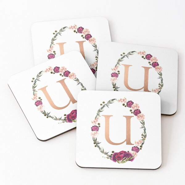 Item preview, Floral Gold Monogram ‘U’  designed and sold by PAPERPLAN.