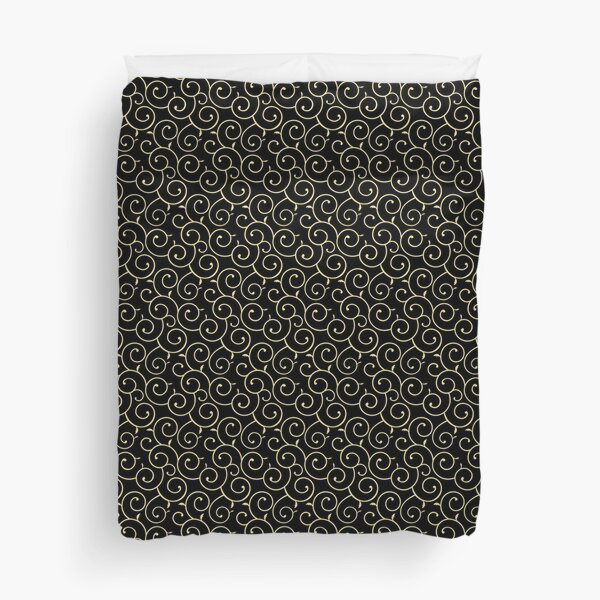 Japanese Karakusa Pattern - Black Gold Duvet Cover