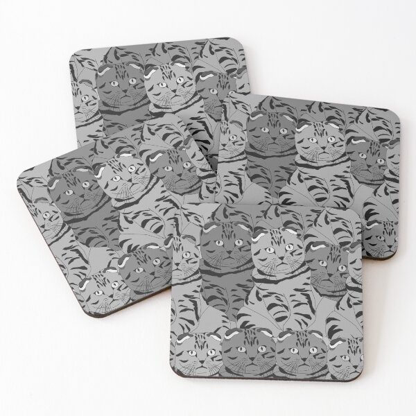 Item preview, Funny Cat Pattern Grey Monochrome designed and sold by everything4eva.