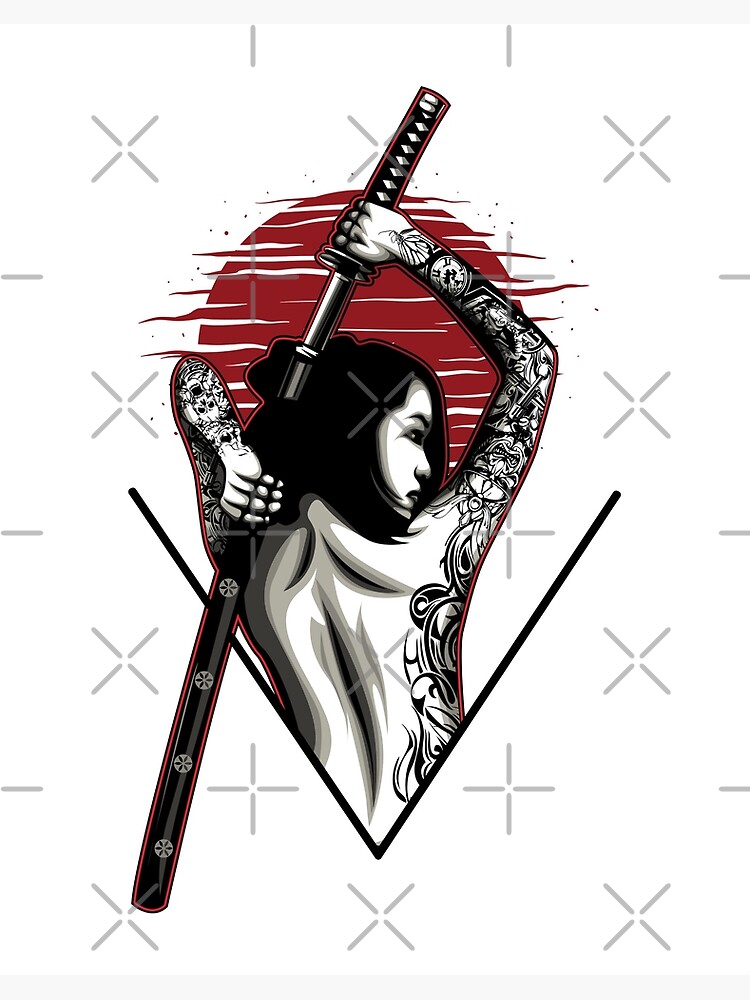 Anime Female Ninja Warrior With Samurai Swords 