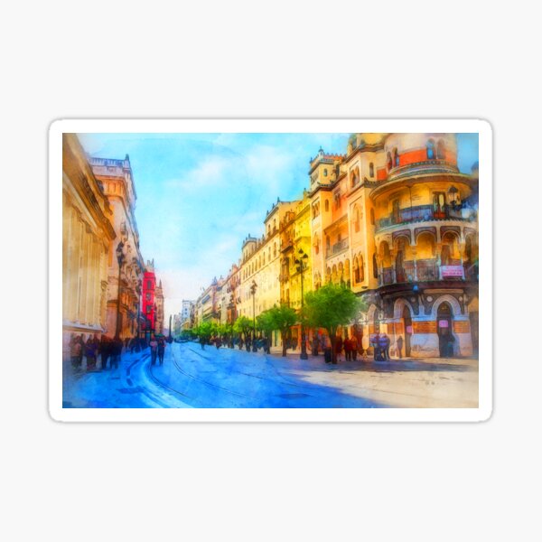 Item preview, Seville, Avenida Constitucion - Watercolor designed and sold by AM FineArtPrints.