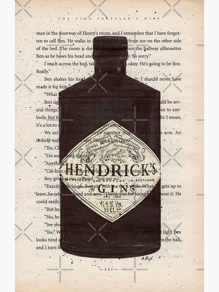 Hendrick's Gin Bottle Print, Gin Print, Book Page Print, Drawing, Gin Art,  Gin Illustration, Illustration, Botanical, Print, Wall Art | Metal Print