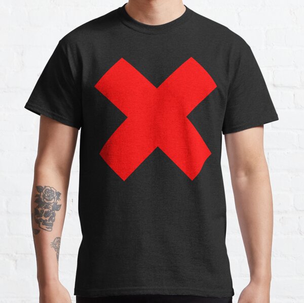 RED CROSS ON BLACK. RED X. WRONG. X marks the spot, Mark, Out, Knock Out. Classic T-Shirt