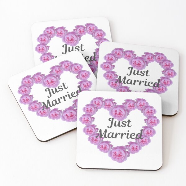 Item preview, Just Married Pink English Rose Heart Wreath designed and sold by TeeandToast.