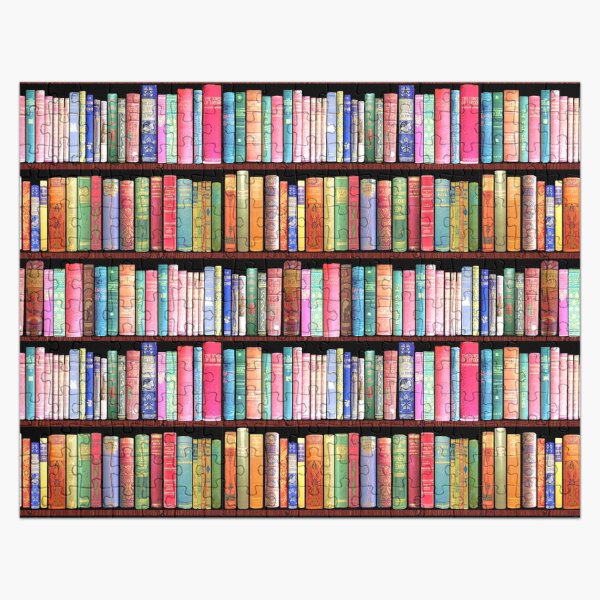 Bookworm Antique book library, vintage book shelf Jigsaw Puzzle