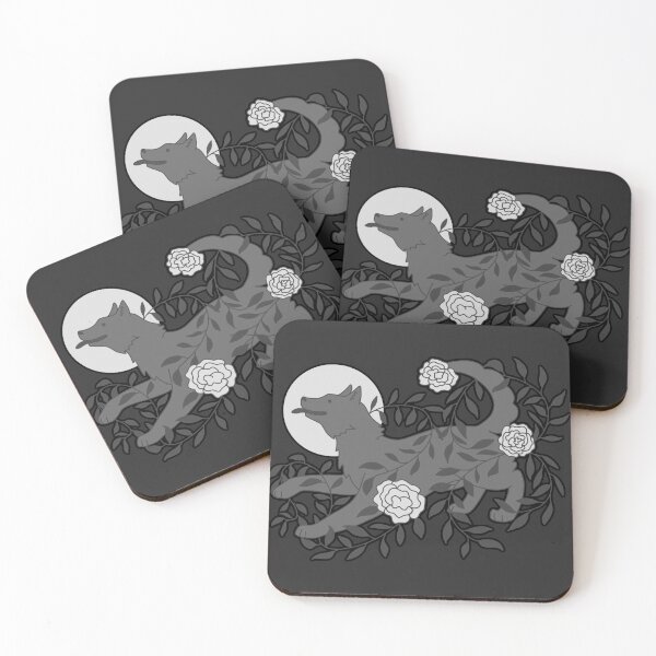 Item preview, Wolf and Flowers (black/grey) designed and sold by ninebats.