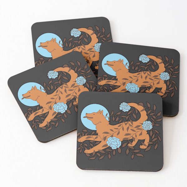 Item preview, Wolf and Flowers (black/orange) designed and sold by ninebats.