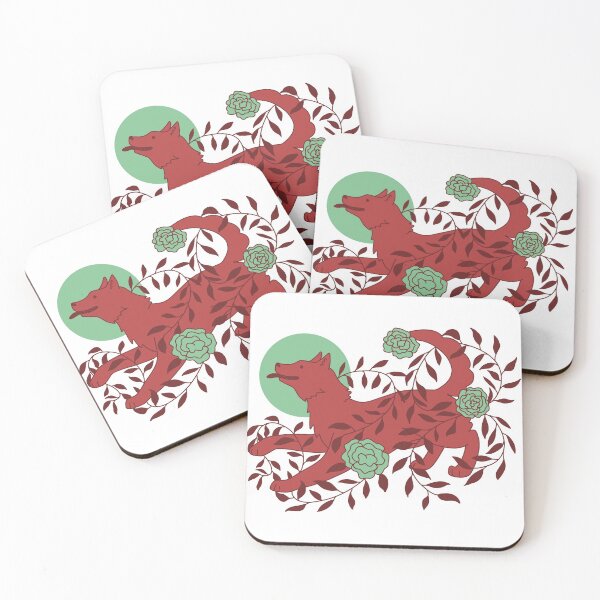 Item preview, Wolf and Flowers (white/red) designed and sold by ninebats.