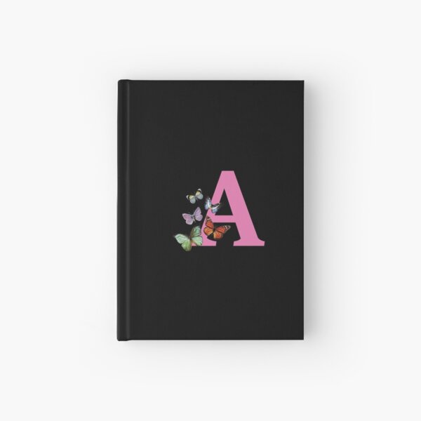 Letter pink A with colorful butterflies Hardcover Journal