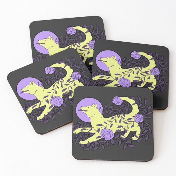 Item preview, Wolf and Flowers (black/yellow) designed and sold by ninebats.