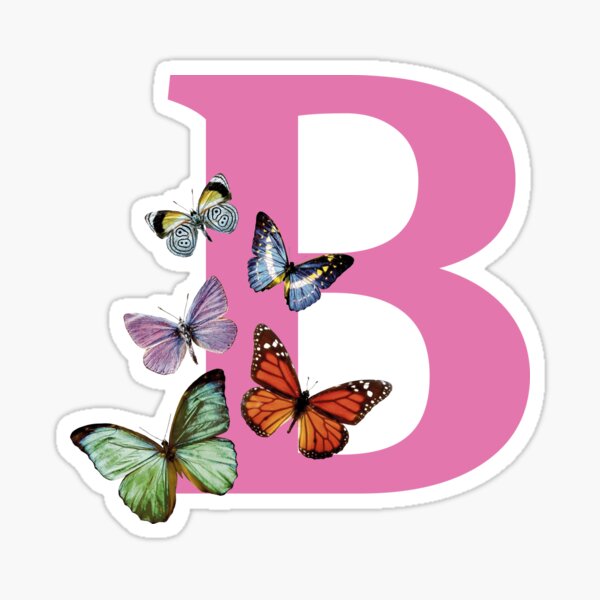 "Letter Pink B With Colorful Butterflies" Sticker For Sale By ...