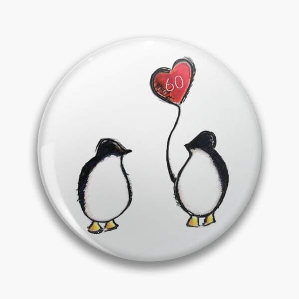 Item preview, 60th diamond wedding anniversary penguins with red heart balloons designed and sold by thesummerhouse.