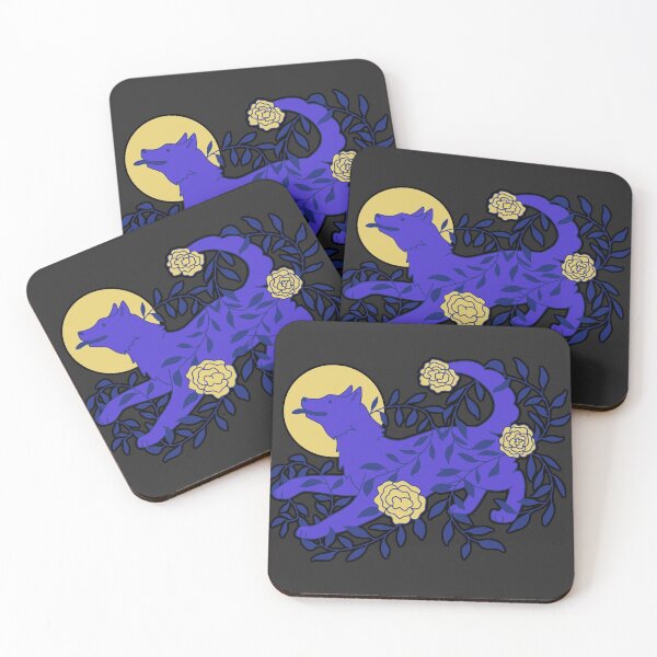Item preview, Wolf and Flowers (black/blue) designed and sold by ninebats.