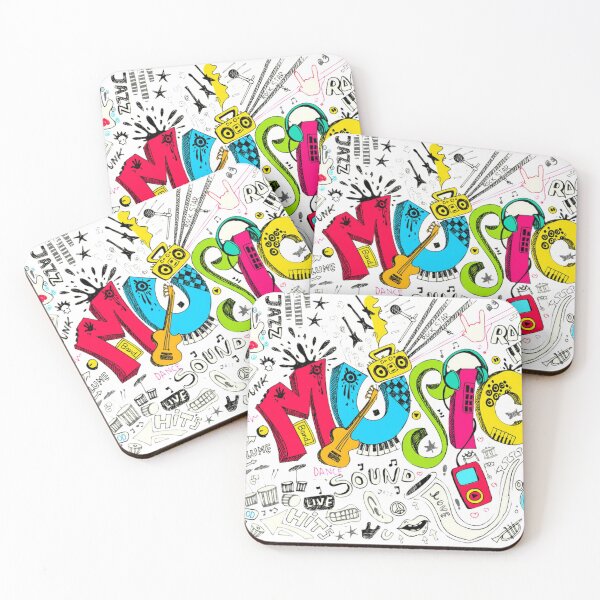 Item preview, Abstract multicolor music word with instruments design designed and sold by Sovik Goswami.