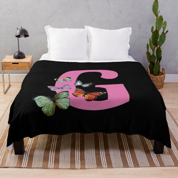 Item preview, Letter pink G with colorful butterflies designed and sold by ColorsHappiness.
