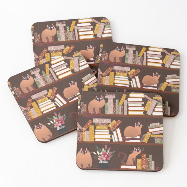 Item preview, Library Cats on Bookshelves designed and sold by space-kitten.