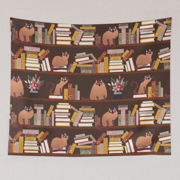 Item preview, Library Cats on Bookshelves designed and sold by space-kitten.