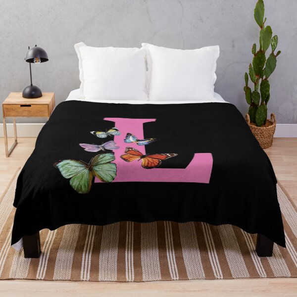 Item preview, Letter pink L with colorful butterflies designed and sold by ColorsHappiness.