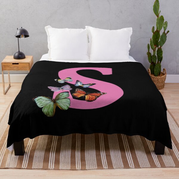 Item preview, Letter pink S with colorful butterflies designed and sold by ColorsHappiness.