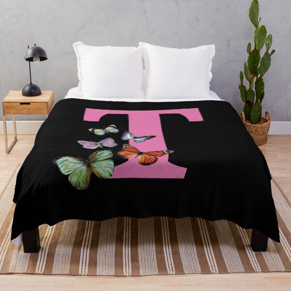 Item preview, Letter pink T with colorful butterflies designed and sold by ColorsHappiness.