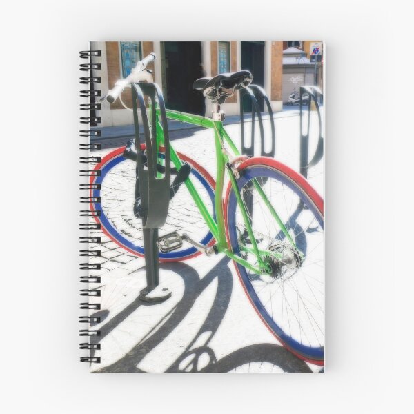 Item preview, locked colored bike  parked on the sidewalk  Orton effect designed and sold by Flavio Vieri.