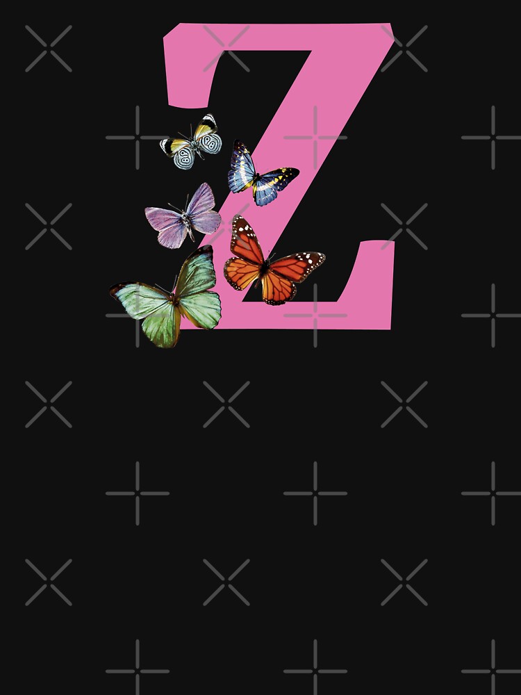 Letter pink Z with colorful butterflies by ColorsHappiness