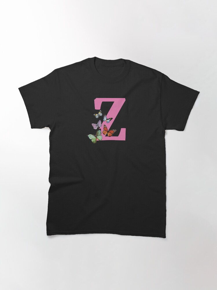 Alternate view of Letter pink Z with colorful butterflies Classic T-Shirt
