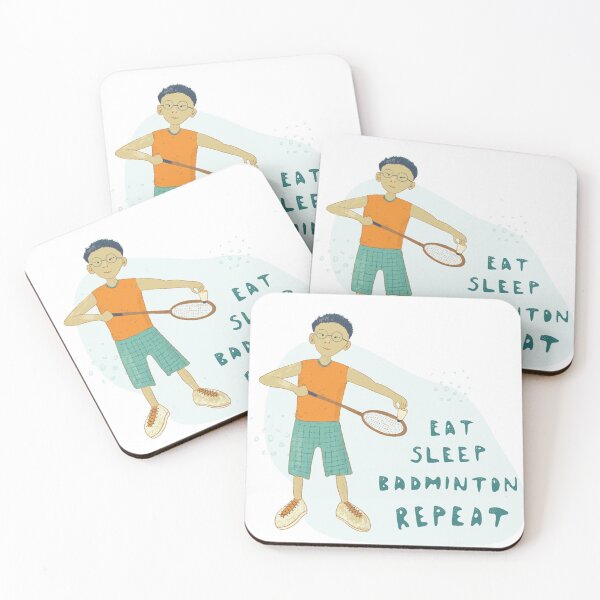 Item preview, Eat sleep badminton repeat cartoon design designed and sold by Sovik Goswami.