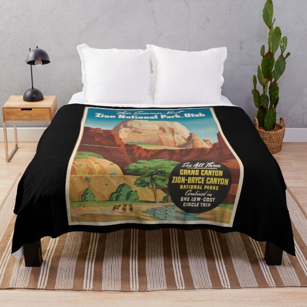 Item preview, Zion National Park retro poster designed and sold by CorasPosters.
