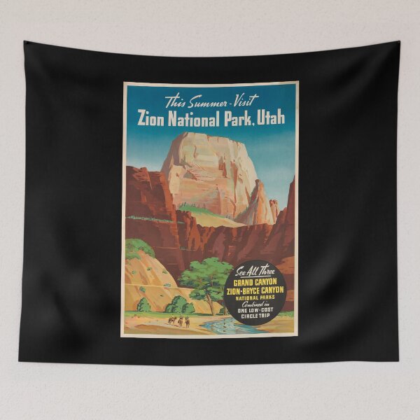 Item preview, Zion National Park retro poster designed and sold by CorasPosters.