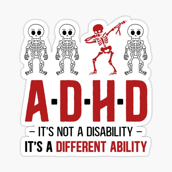 Item preview, ADHD It's Not Disability It's A Different Ability Skeleton Dab Funny designed and sold by Dolphin Graphic.