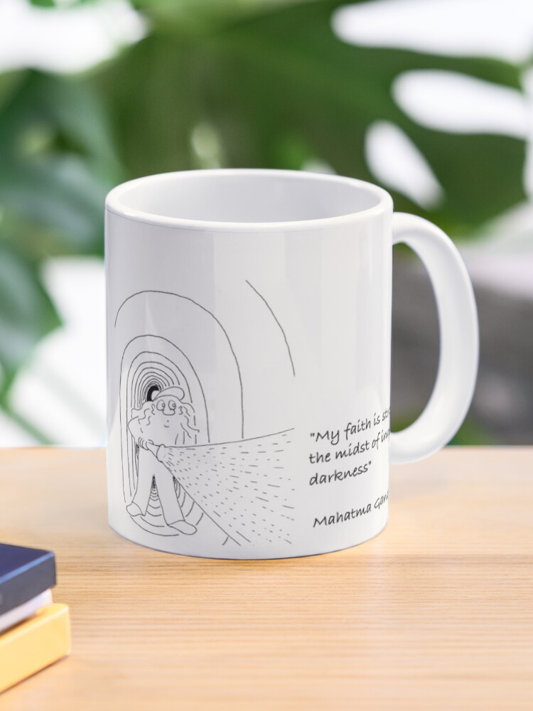 Thumbnail 1 of 6, Coffee Mug, Gandhi Quote "My faith is strongest" designed and sold by cartoonsbyroth.