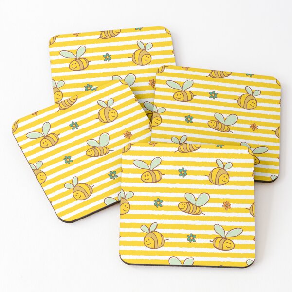 Item preview, Vector yellow stripes cute bees and flowers repeat pattern.  designed and sold by jamiesoondesign.