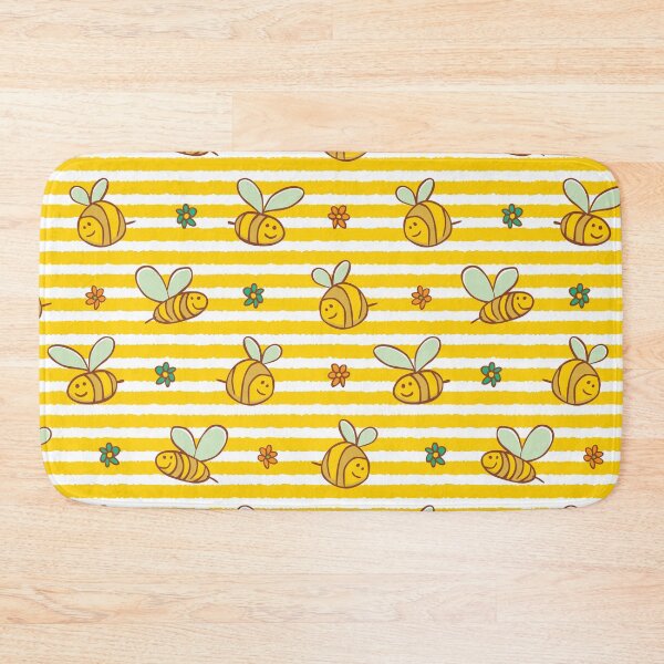 Item preview, Vector yellow stripes cute bees and flowers repeat pattern.  designed and sold by jamiesoondesign.