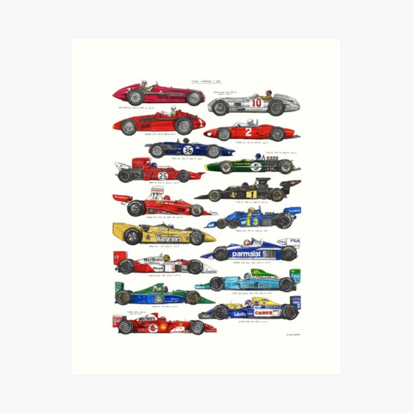 Evolución del coche F1 Lámina artística