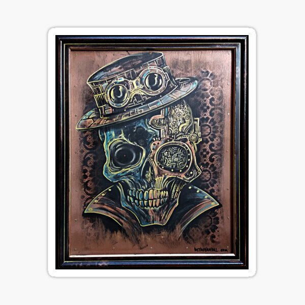 Steampunk Skull Googles & Hat Sticker