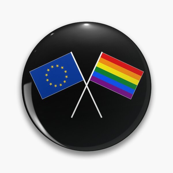 Item preview, Europe EU rainbow flag crossed banner flag designed and sold by GeogDesigns.