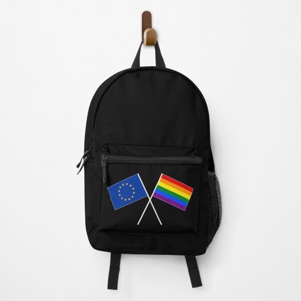 Item preview, Europe EU rainbow flag crossed banner flag designed and sold by GeogDesigns.