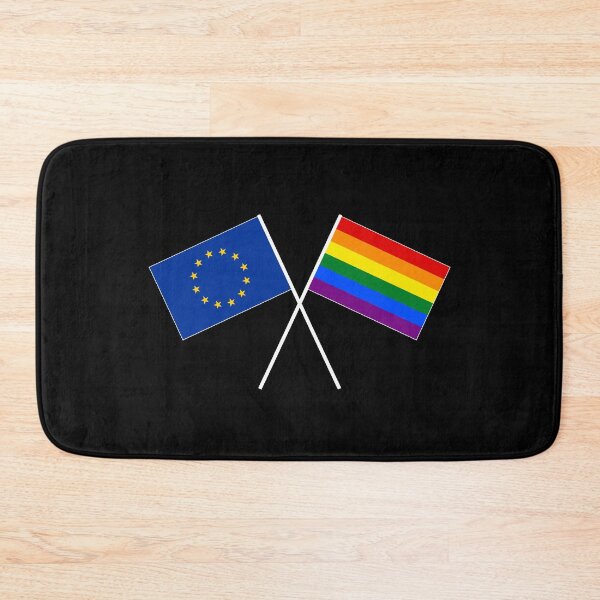 Item preview, Europe EU rainbow flag crossed banner flag designed and sold by GeogDesigns.