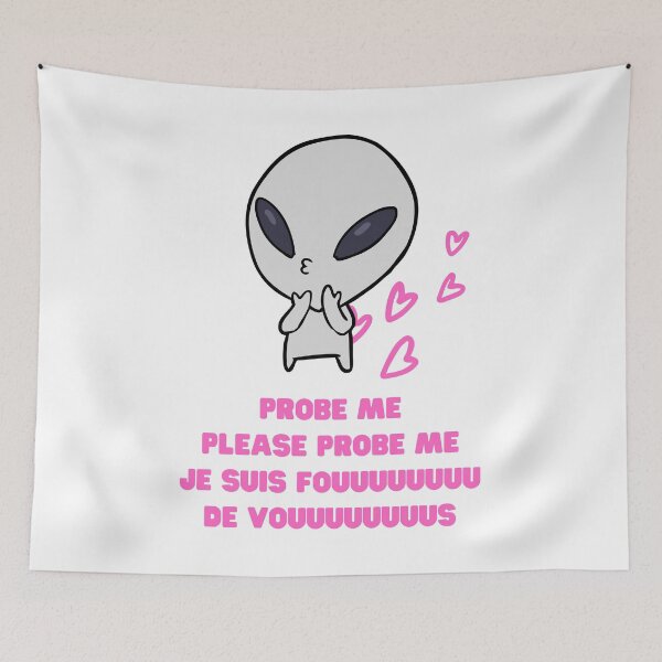 Item preview, Aliens Probe Me Please Probe Me Funny Alien Gift Pink French Text Song Love Me Please Love Me designed and sold by Nathalie Aynié.