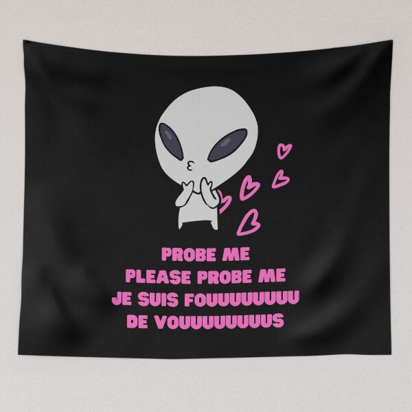 Item preview, Aliens Probe Me Please Probe Me Funny Alien Gift Pink French Text Song Love Me Please Love Me designed and sold by Nathalie Aynié.
