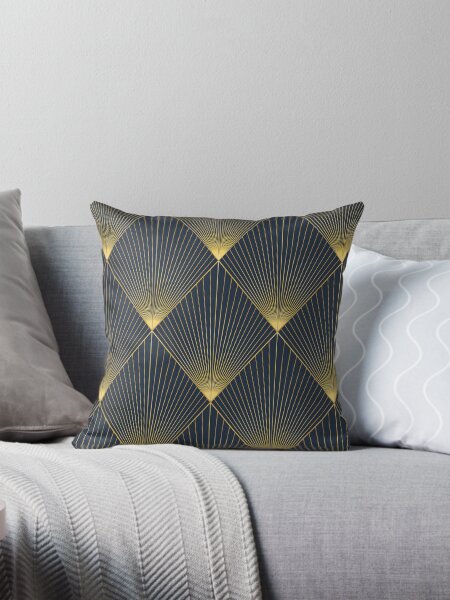 Item preview, Art Deco sophisticated diamond pattern navy and gold designed and sold by kallyfactory.