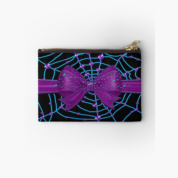 Item preview, Gothic Style Halloween Bow Purple Light Blue Spider Web - Pastelgoth designed and sold by GlamourChick.