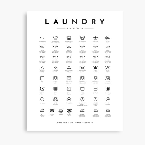 Laundry Sign Symbols Guide Care Metal Print