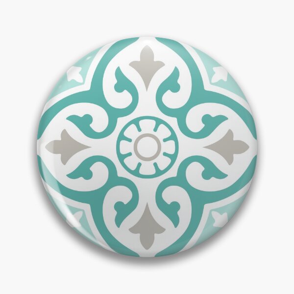 Item preview, Teal Blue and White Mexican Talavera Tile Pattern designed and sold by HotHibiscus.