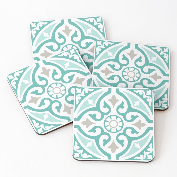 Item preview, Teal Blue and White Mexican Talavera Tile Pattern designed and sold by HotHibiscus.