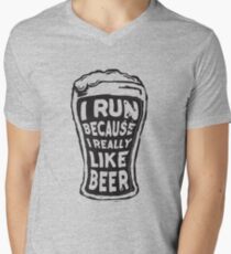 I run because I really like beer Men's V-Neck T-Shirt